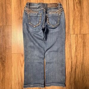 Y2K wing low rise LA idol USA capri jeans with hardware/ jewel accessories
0073